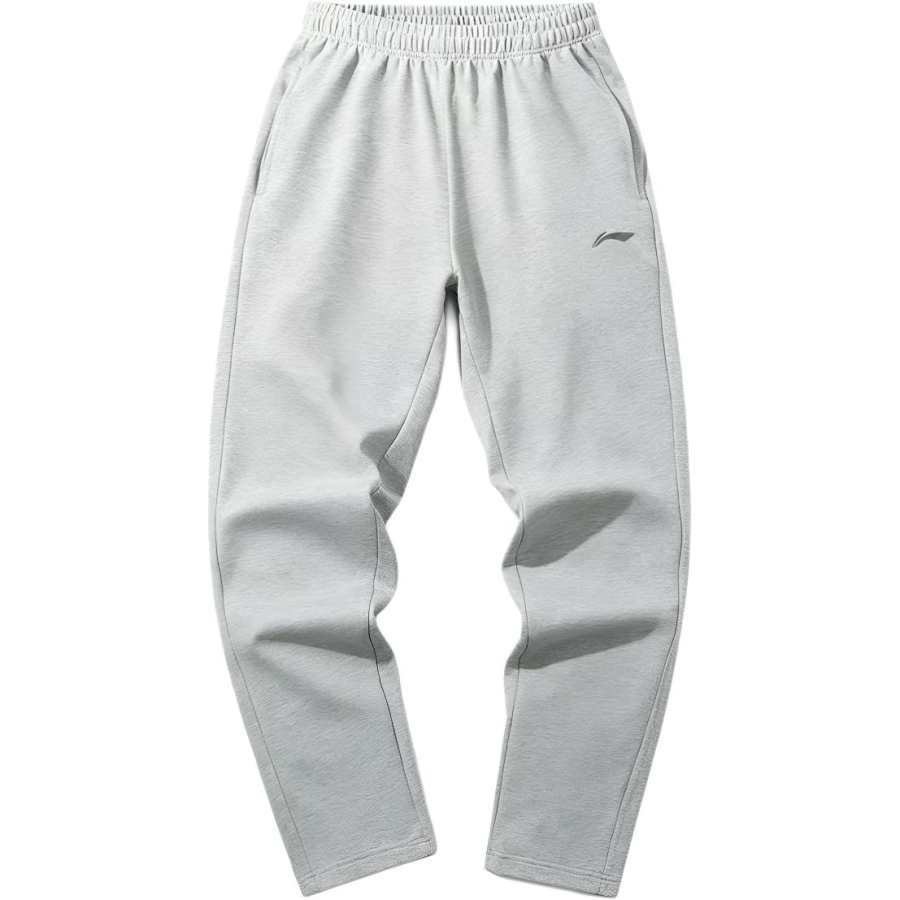 Li-Ning Li Ning Knitted Sweatpants Unisex Gray Cotton Blended Moderate Straight Fit Pants