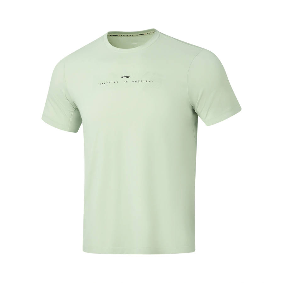 Li-Ning Li Ning Fitness Series T Shirts Men's Bamboo Glutinous Green Crew Neck Moderate Straight Fit