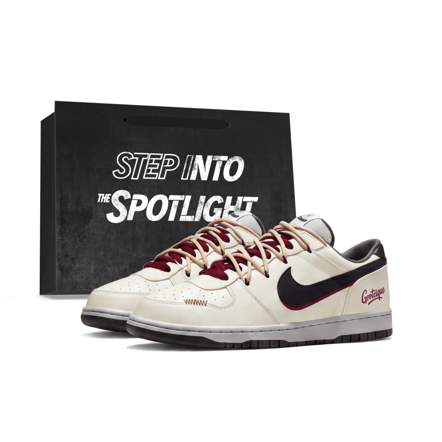 Nike Nike Big Skateboard Shoes Unisex Low Top Beige Black Red Color Block