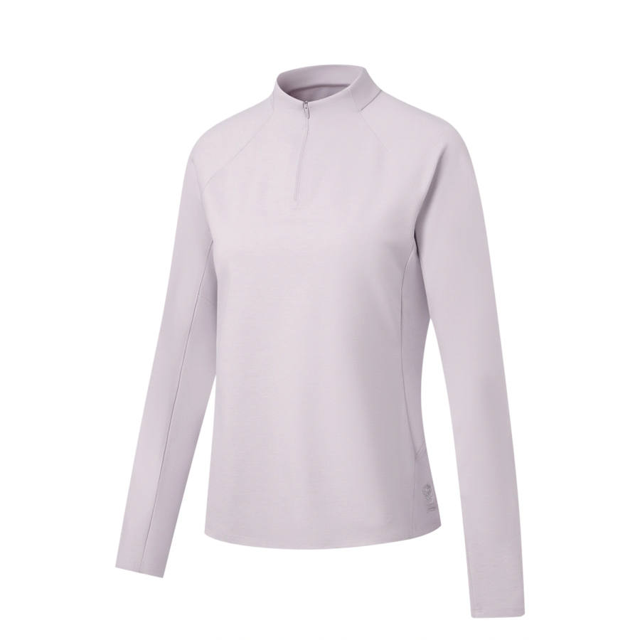 Li-Ning Li Ning T Shirts Women's Smoky Purple Gray Stand Collar Moderate Nipped In Waist