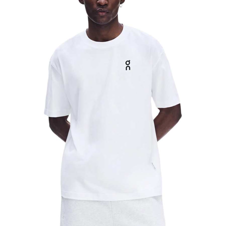 On T Shirts Men's White Crew Neck Moderate Straight Fit