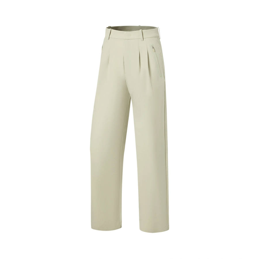 Li-Ning Li Ning Casual Pants Women's Coconut Khaki Moderate Wide Leg Pants