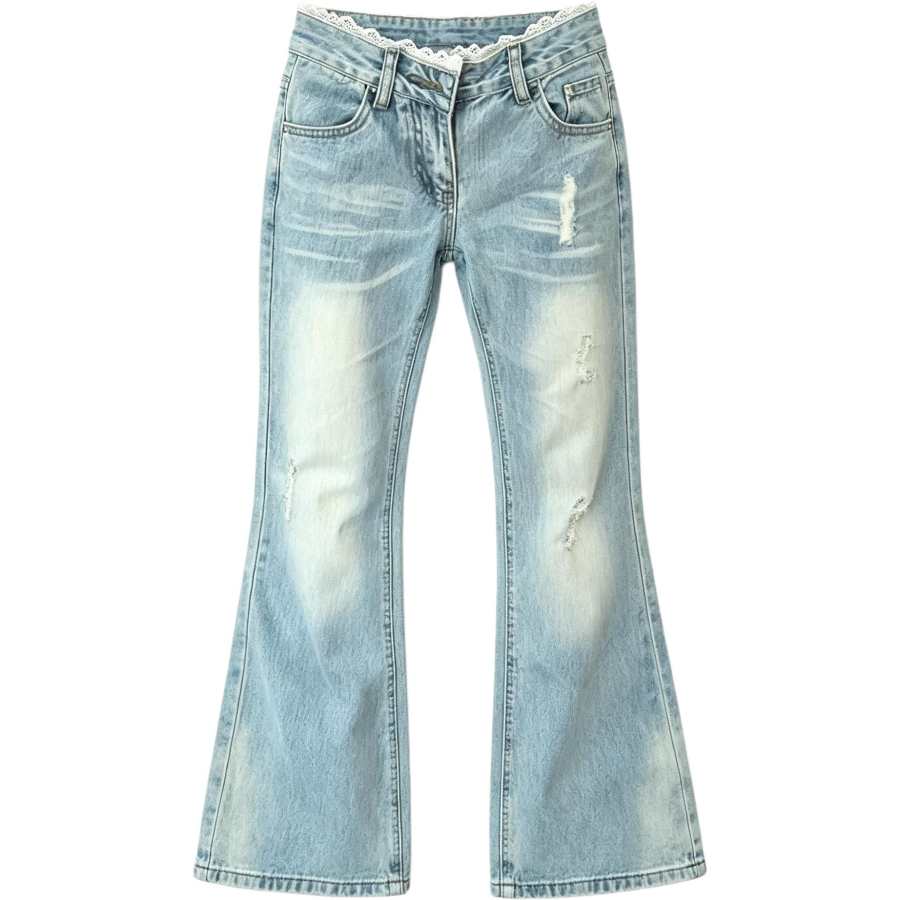 Cotton Gene Jeans Women's Light Blue Moderate Straight Fit Pants