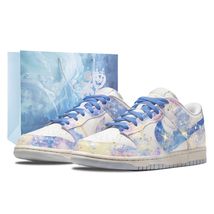 Nike Nike Dunk Skateboard Shoes Men's Low Top White/Blue/Yellow/Purple