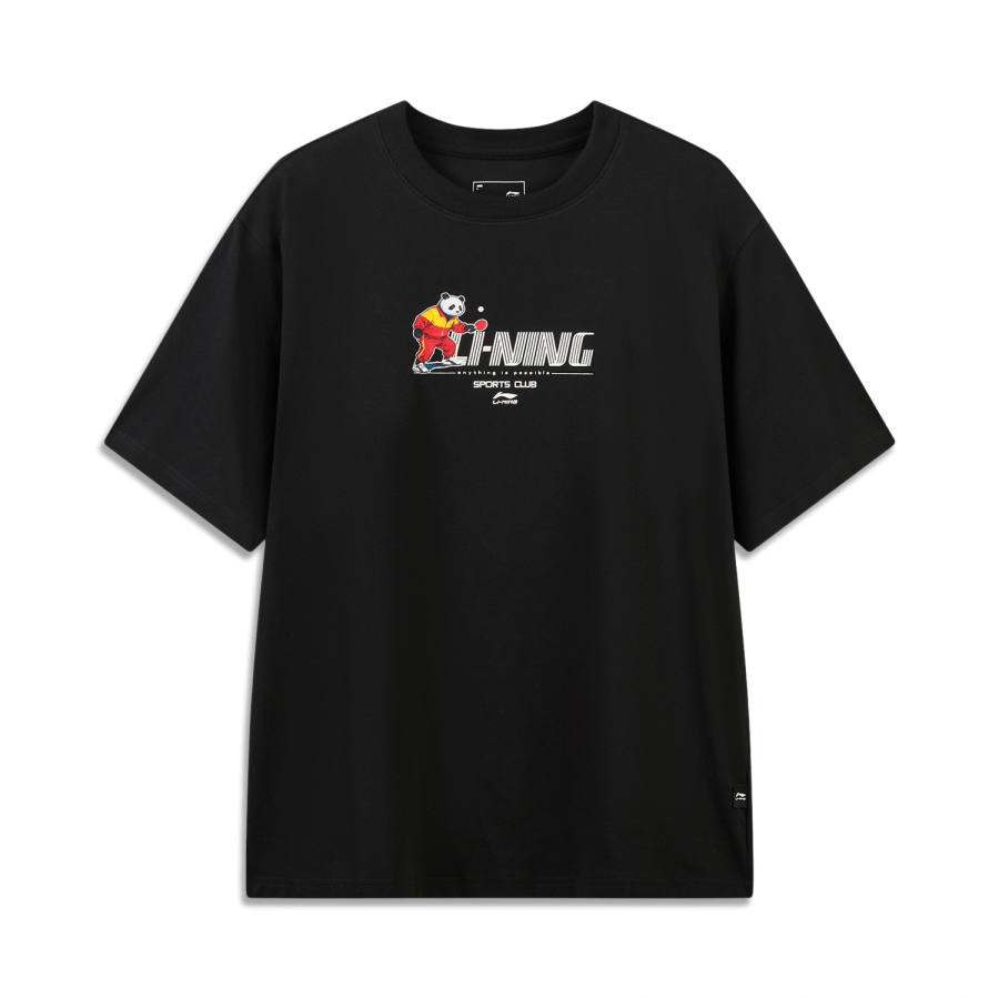 Li-Ning Li Ning Sports Life Collection T Shirts Unisex Black Crew Neck Moderate Straight Fit