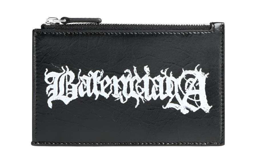 Balenciaga Lambskin Wallet, Card Holder Large Men's Black & White