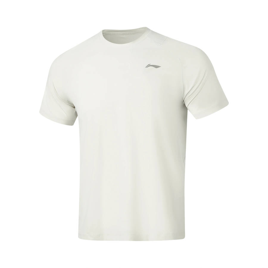 Li-Ning Li Ning Fitness Series T Shirts Men's White Birch Gray Crew Neck Moderate Straight Fit