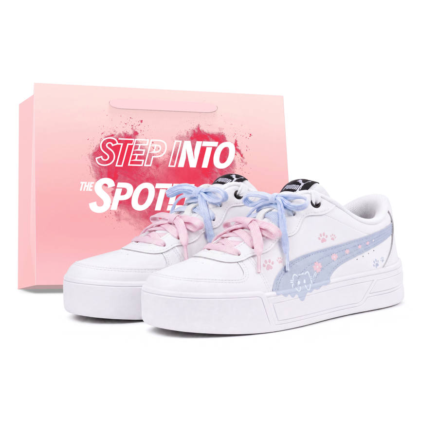 PUMA Skye Skateboard Shoes Women's Low Top White, Blue, Pink, Multicolor