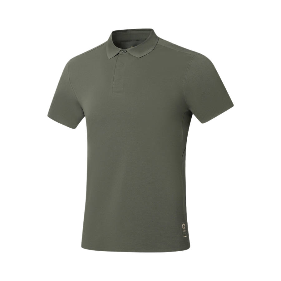 Li-Ning Li Ning Polo Shirts Men's Dark Army Gray Green Polo Collar Moderate