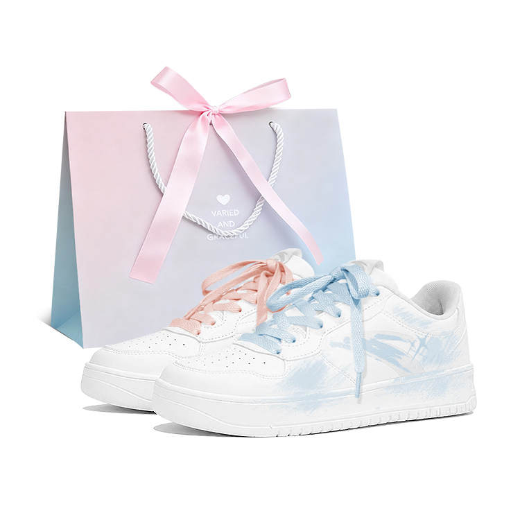 ANTA Skateboard Shoes Men's Low Top Blue Pink