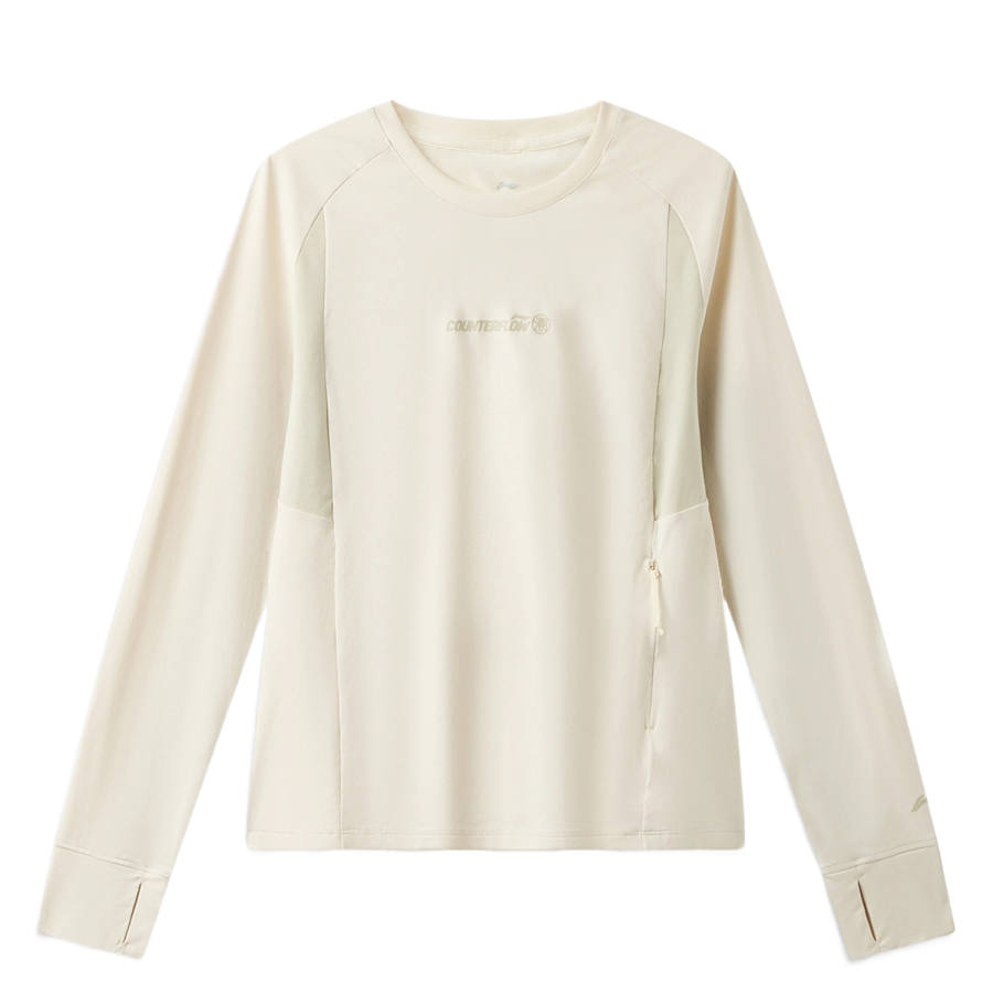 Li-Ning Li Ning Quick Dry T Shirts Women's Xuan Paper White/Coconut Khaki Crew Neck Moderate