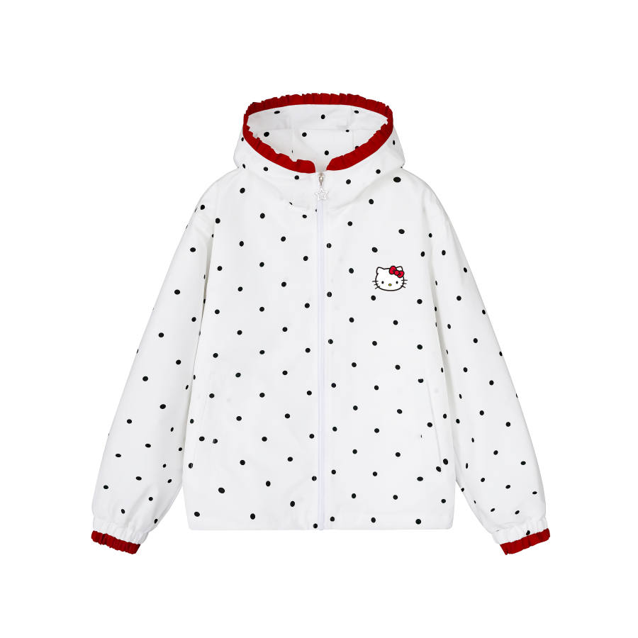 Sanrio X Hello Kitty Jackets Women's Hooded Non Detachable Moderate Straight Fit