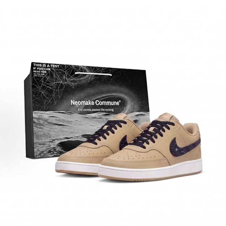 Nike Nike Court Vision Low Skateboard Shoes Men's Low Top Beige White Black Starry Sky Colorway