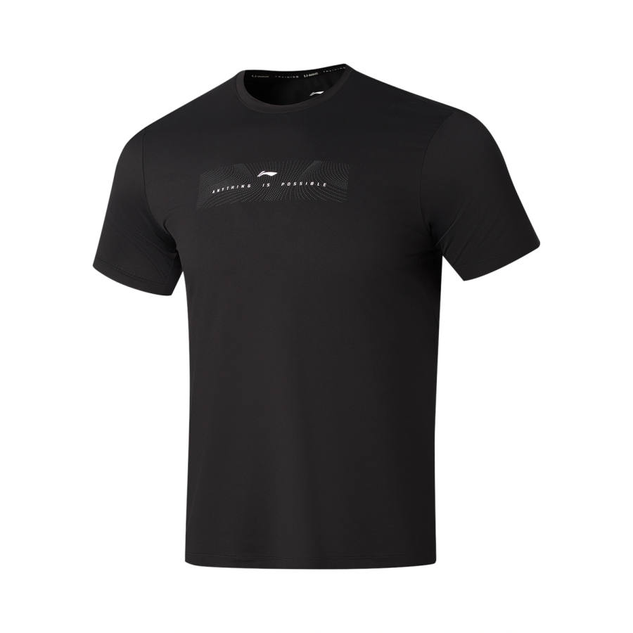 Li-Ning Li Ning Fitness Series T Shirts Men's Black Crew Neck Moderate Straight Fit