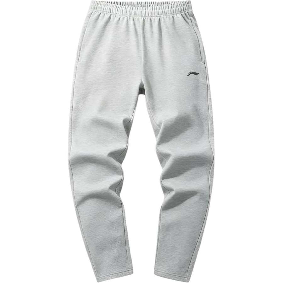 Li-Ning Li Ning Knitted Sweatpants Unisex Gray Cotton Blended Moderate Straight Fit Pants