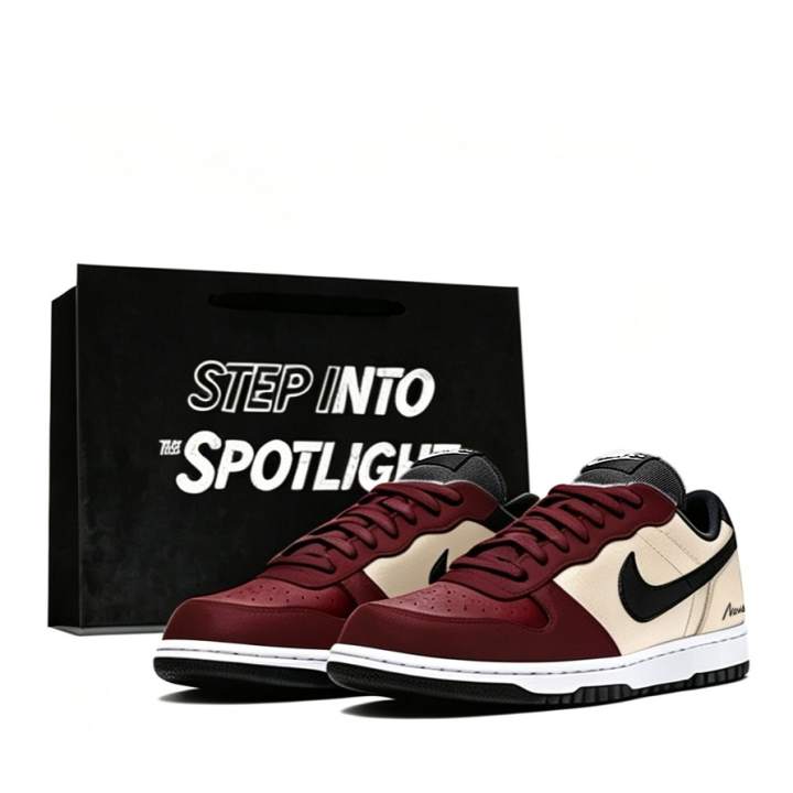 Nike Nike Big Skateboard Shoes Men's Low Top Burgundy Beige Yellow Obsidian Black