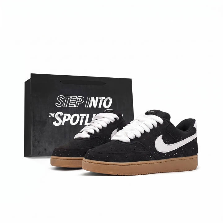 Nike Nike Court Borough Skateboard Shoes Unisex Low Top Black White Brown Starry Sky Colorway