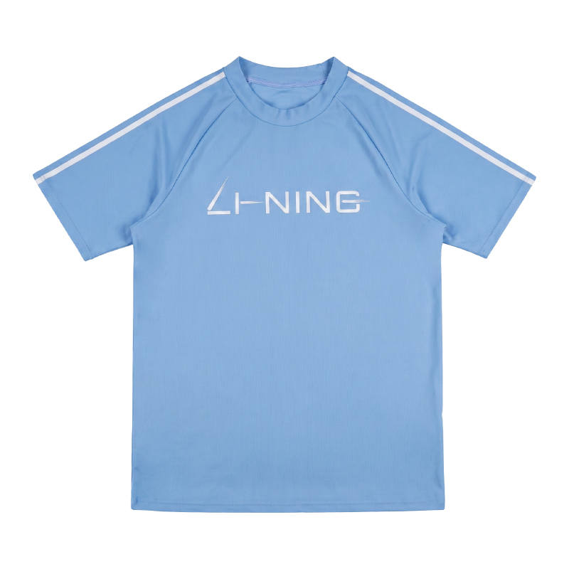 Li-Ning Li Ning Fitness Clothing Unisex Blue Crew Neck Moderate Nipped In Waist