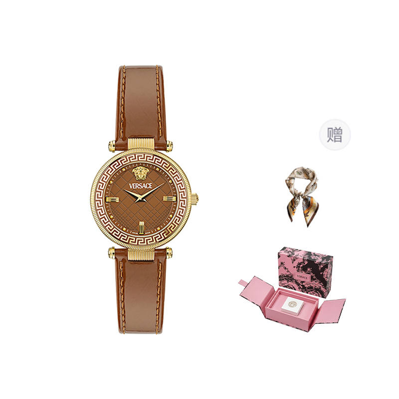 VERSACE Wrist Watches Quartz Movement 36mm Black Dial Women's Watch Box Limited Edition+Silk Scarf