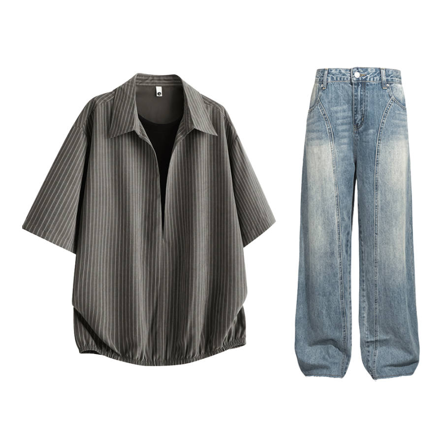PAL ONGACO Shirt Matching Sets Unisex Lapel Moderate