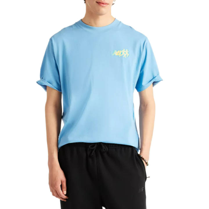 New Balance New Balance T Shirts Men's Simulation Blue Crew Neck Moderate Straight Fit