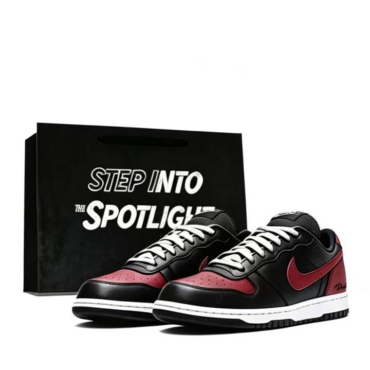 Nike Nike Big Skateboard Shoes Men's Low Top Bright Black Burgundy