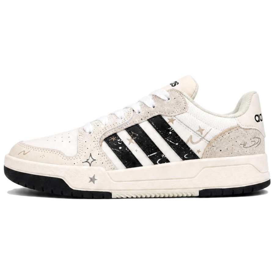 Adidas Adidas ENTRAP Skateboard Shoes Unisex Low Top Beige White Black Starry Sky Ink Splatter Colorway