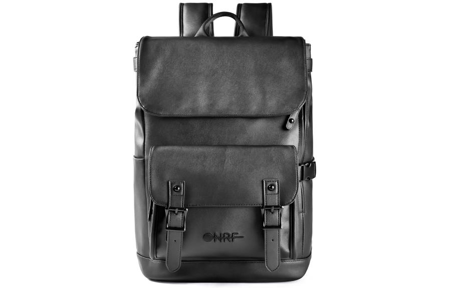 ONRF ONRF PVC Leather Laptop Backpack Men's Black