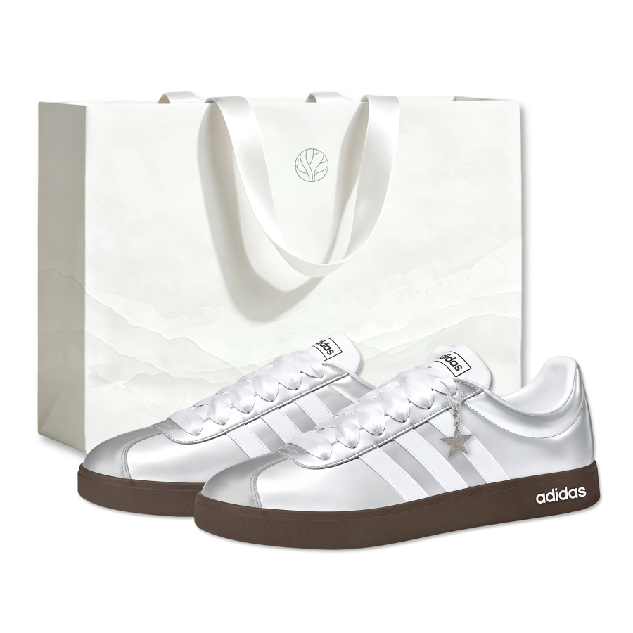 Adidas Adidas Vl Court Classic Skateboard Shoes Women's Low Top Silver
