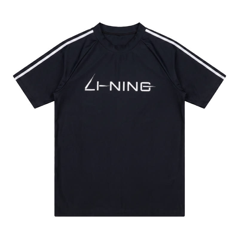 Li-Ning Li Ning Fitness Clothing Unisex Black Crew Neck Moderate Nipped In Waist