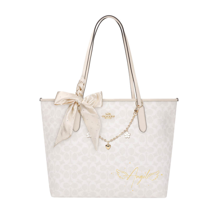 COACH City Artificial Leather Shoulder Bag Large Women's Chalk White