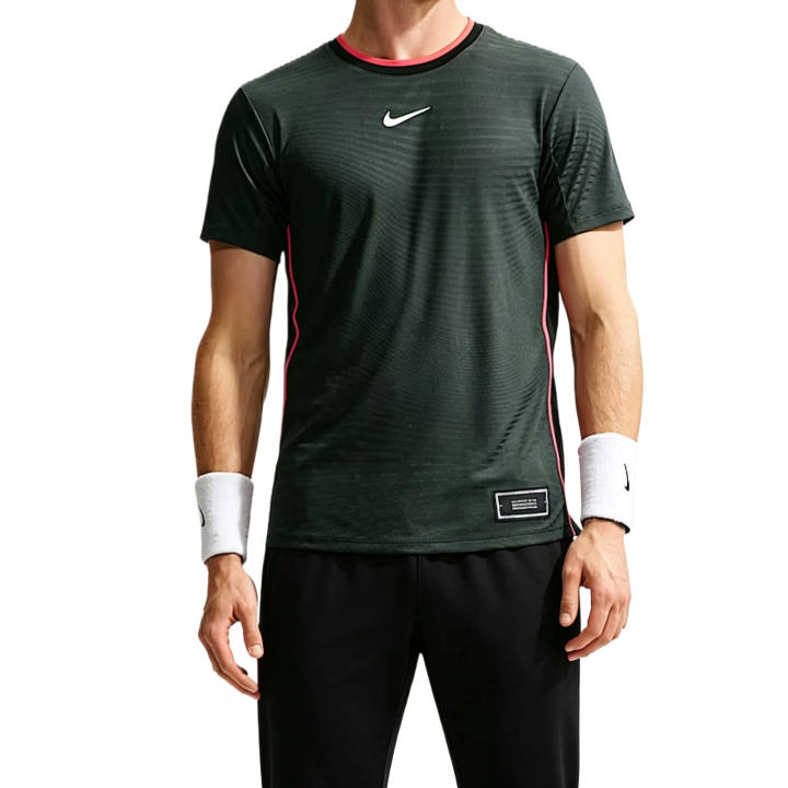 Nike Nike Tennis Tops Men's Black Spruce/White Crew Neck Moderate