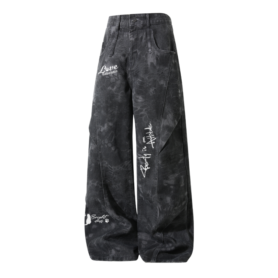 PAL ONGACO Jeans Unisex Black Moderate Wide Leg Pants