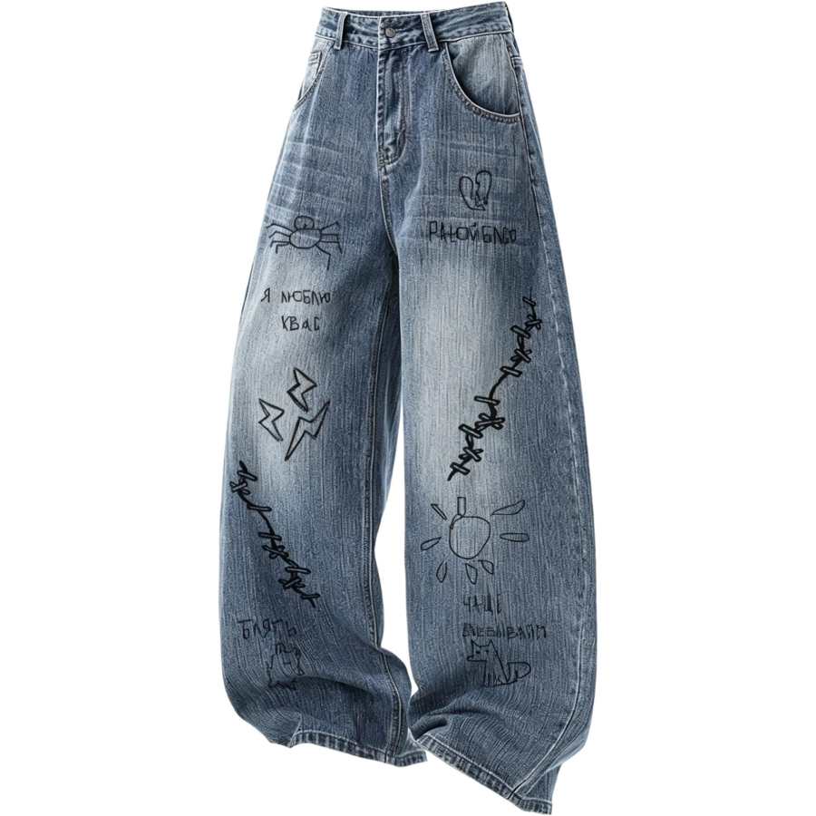 PAL ONGACO Jeans Unisex Moderate Wide Leg Pants