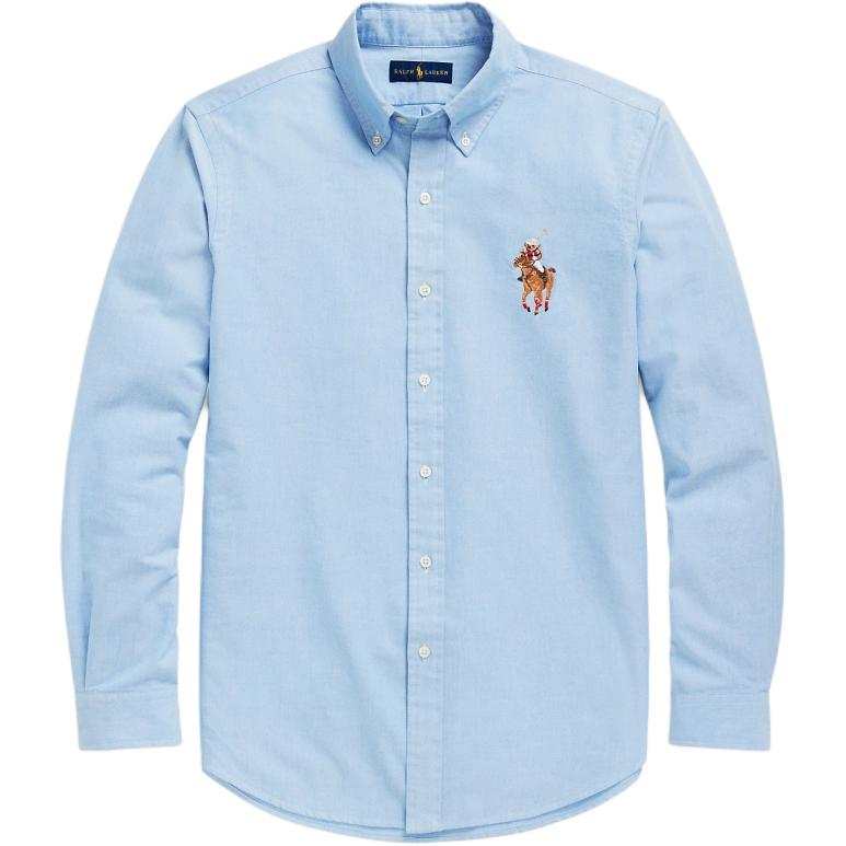Polo Ralph Lauren Polo Bear Shirts Men's Blue Lapel Moderate