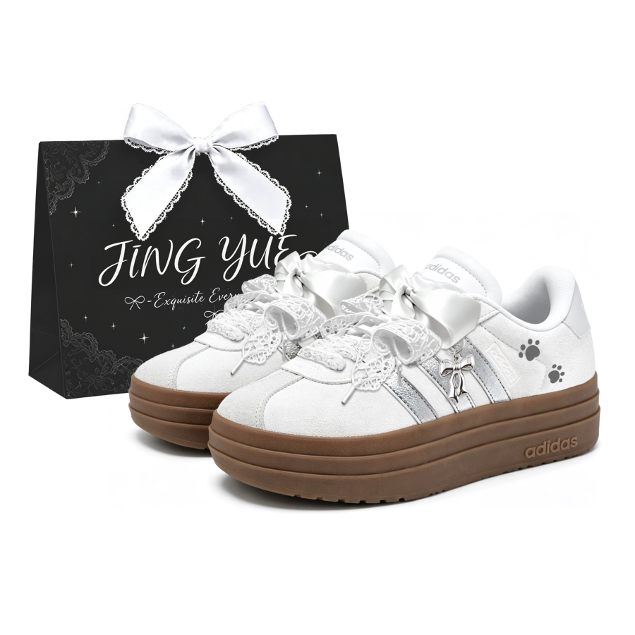 Adidas Adidas Vl Court Classic German Army Trainers Women's Low Top White Brown Silver Gray Multicolor