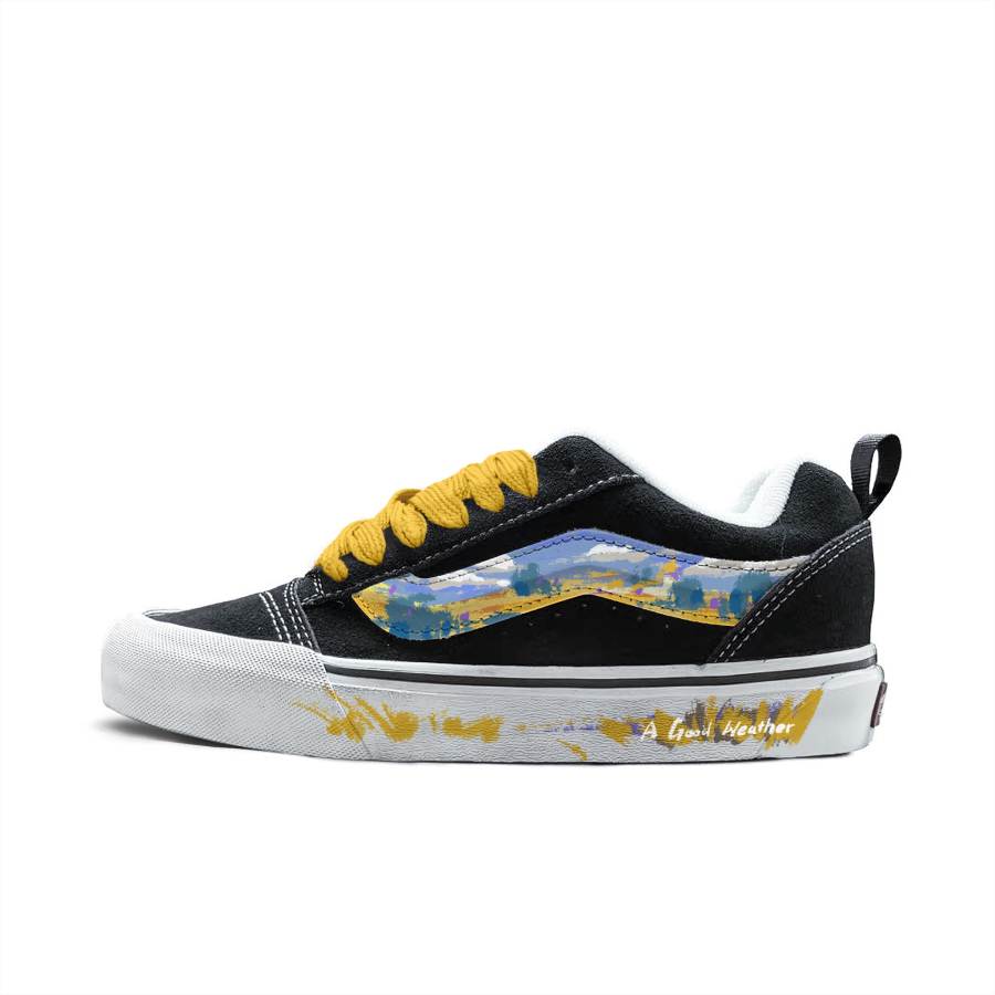 Vans Knu Skool Skateboard Shoes Unisex Low Top Blue/Black/Yellow/White