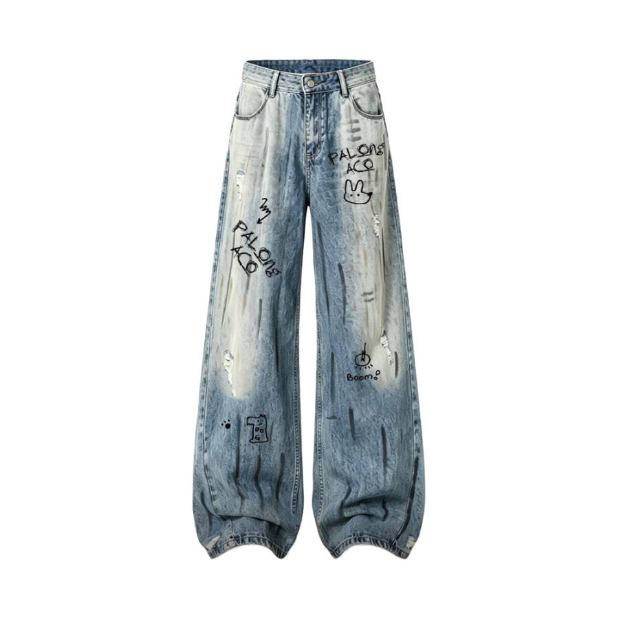 PAL ONGACO Jeans Unisex Blue Moderate Straight Fit Pants