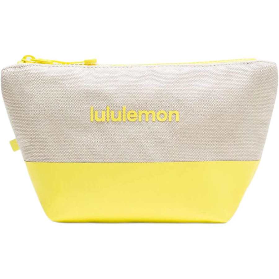 Lululemon Travel Organizers Natural Ecru & Individual Lime Yellow