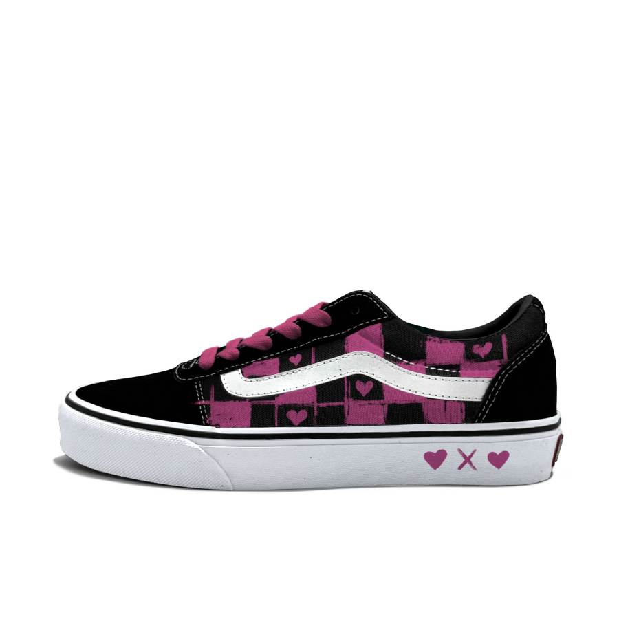 Vans Ward Skateboard Shoes Men's Low Top Black/Pink/White