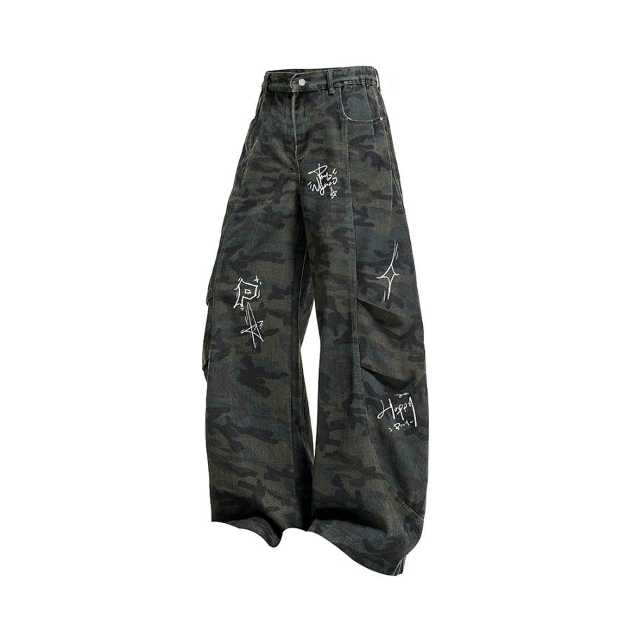 PAL ONGACO Jeans Unisex Camouflage Moderate Straight Fit Pants