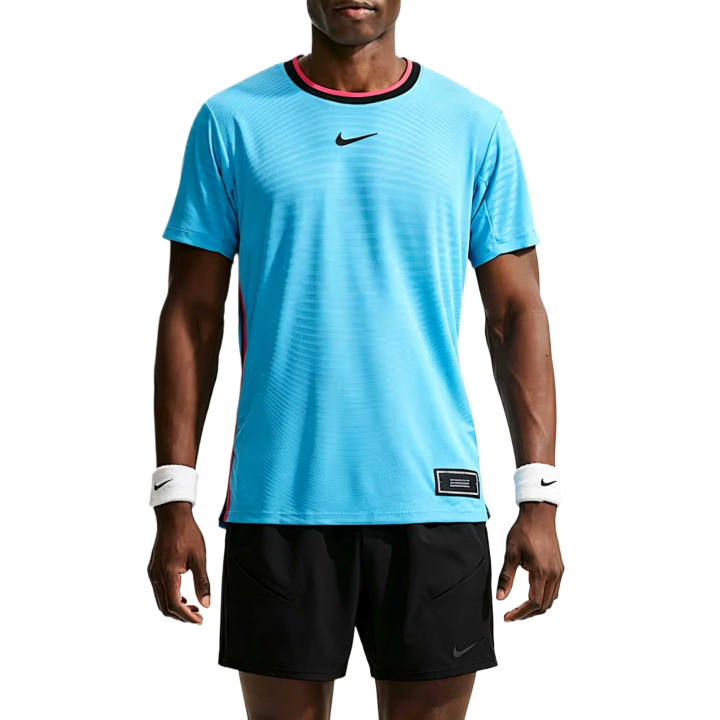 Nike Nike Tennis Tops Men's Baltic Sea Blue/Black Crew Neck Moderate
