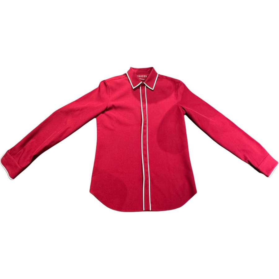 GUCCI Shirts Men's Burgundy Lapel Moderate
