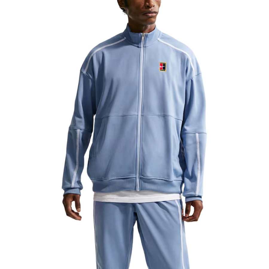 Nike Nike COURT HERITAGE Tennis Tops Men's Work Blue Stand Collar Moderate