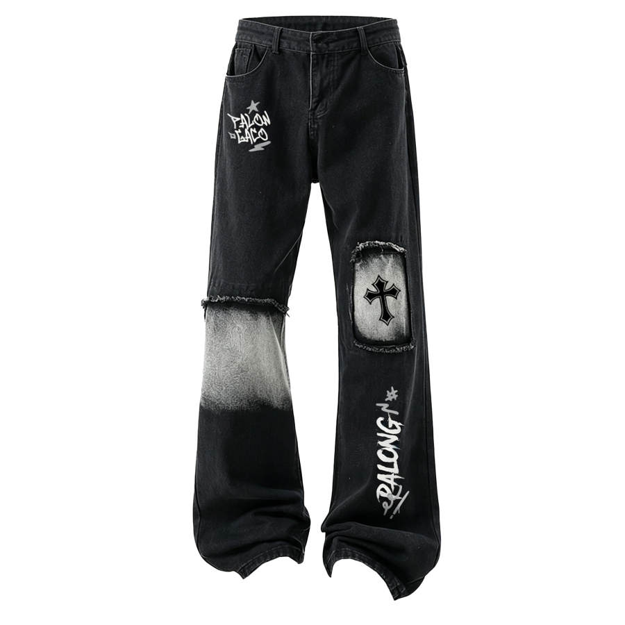 PAL ONGACO Jeans Unisex Black Moderate Straight Fit Pants