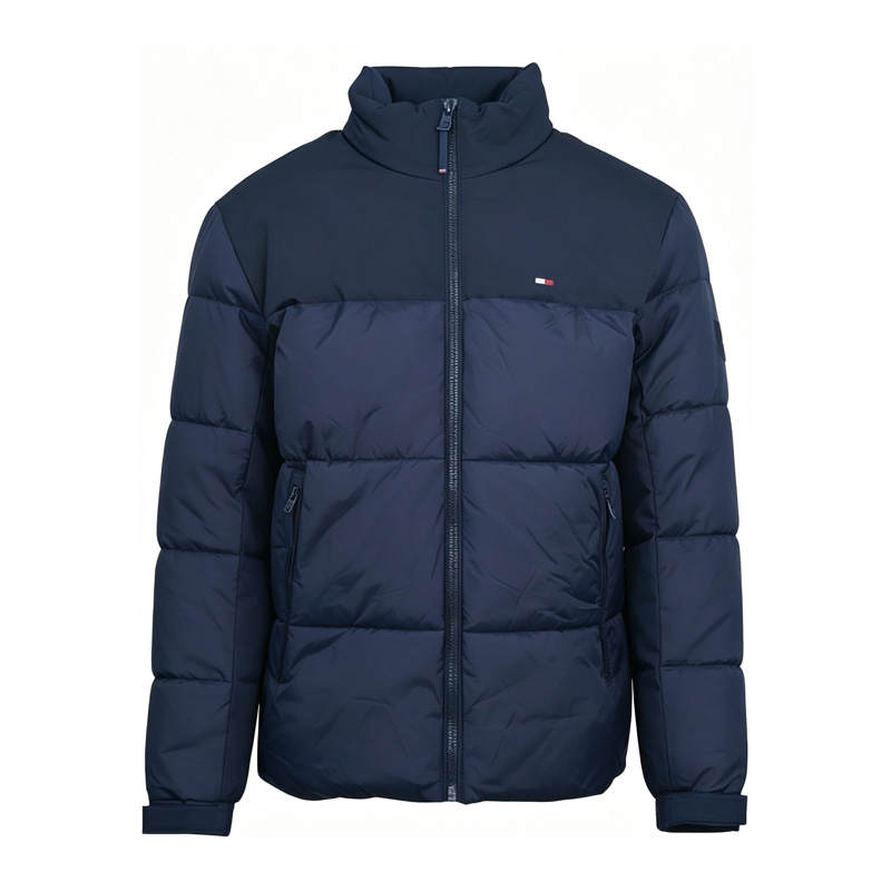 Tommy Hilfiger Puffer Jackets Men's Dark Blue Stand Collar Moderate