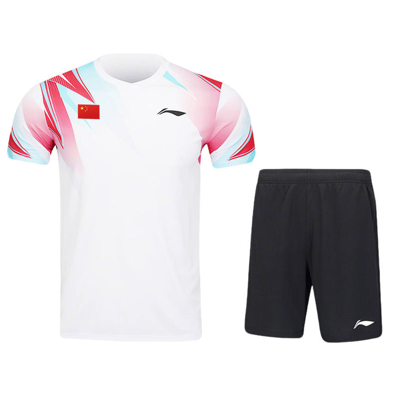 Li-Ning Li Ning Badminton Uniform Sets Men's V Neck Moderate