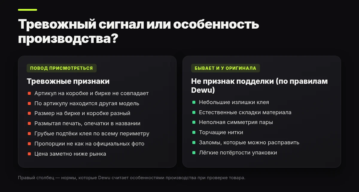 Сравнение: тревожные признаки подделки и особенности, которые бывают у оригинальных кроссовок