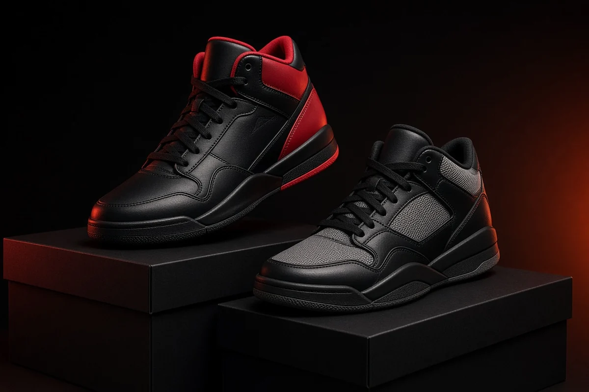 Баскетбольные кроссовки с высоким и средним верхом на коробках — посадка Air Jordan 1 и Air Jordan 4